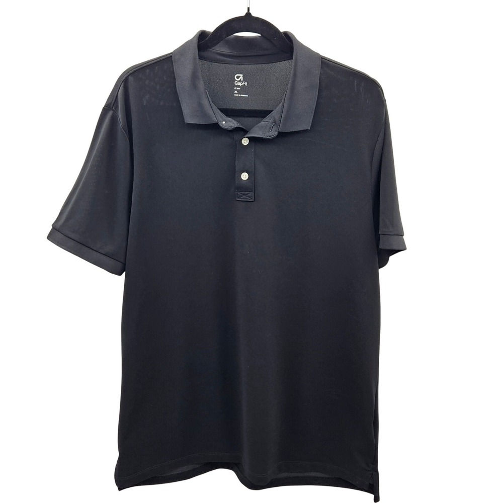 GapFit Mens Dry Performance Polo Shirt XL Black‎ Short Sleeve Active Golf Top